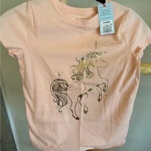 BOGO Unicorn Graphic Kids T-Shirt - Peachish pink metallic gold